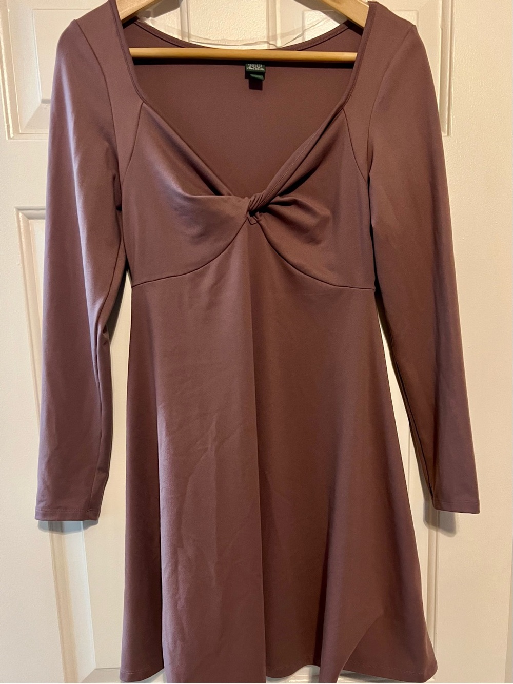 Wild Fable Mauve Dusty Purple Twist Front Long Sleeve Skater Dress - Size L